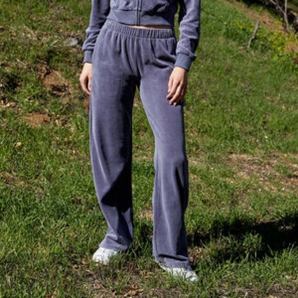 John Galt Blue & Silver Velour Anastasia Sweatpants - Picture 1 of 3